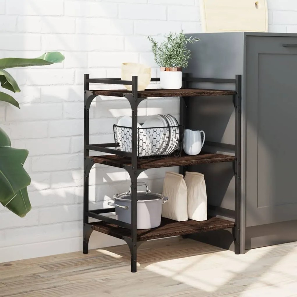 Carrello cucina rovere marrone 50x35x75,5 cm legno multistrato