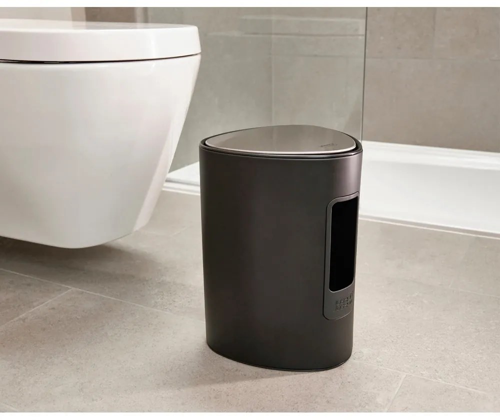 Cestino per la spazzatura nero opaco in acciaio con pedale 5 l EasyStore Luxe – Joseph Joseph