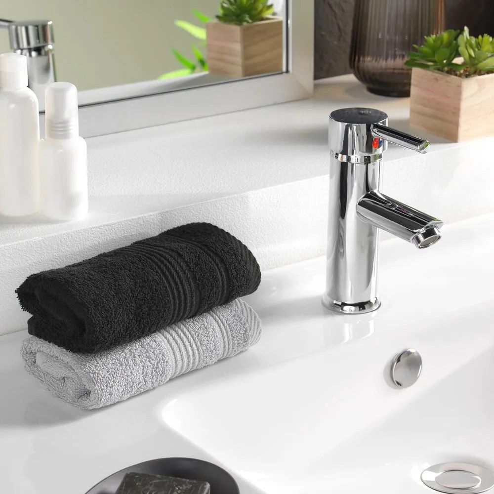 Asciugamano tipo terry nero in cotone 30x50 cm Tendresse – douceur d'intérieur