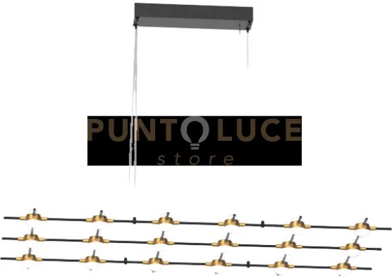 Lampada a sospensione molecular 18 lt, nera con oro, led 3000k 43,2...