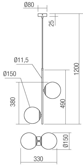 Redo 01-2625 - Lampadario a sospensione con filo NIVA 2xE14/28W/230V