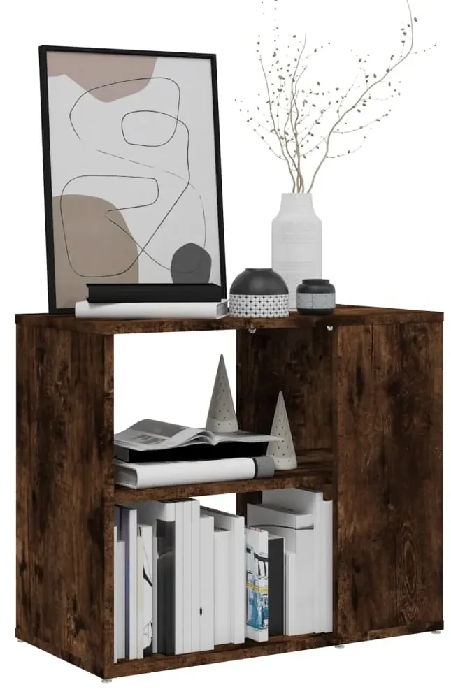 Mobiletto laterale rovere fumo 60x30x50 cm in legno multistrato