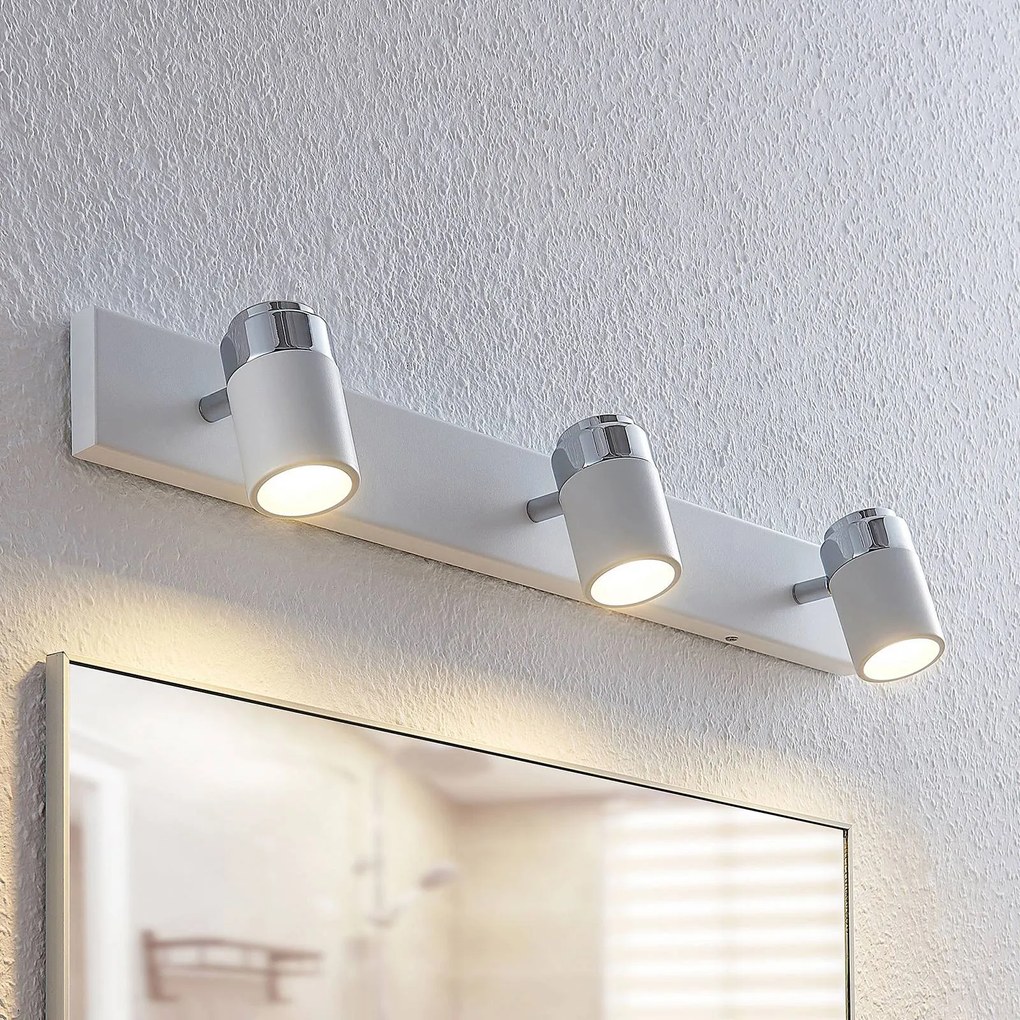 Plafoniera Kardo Lindby, dimmerabile, Bianco / Opale, Bagno, Metallo, Moderno, Plafoniera