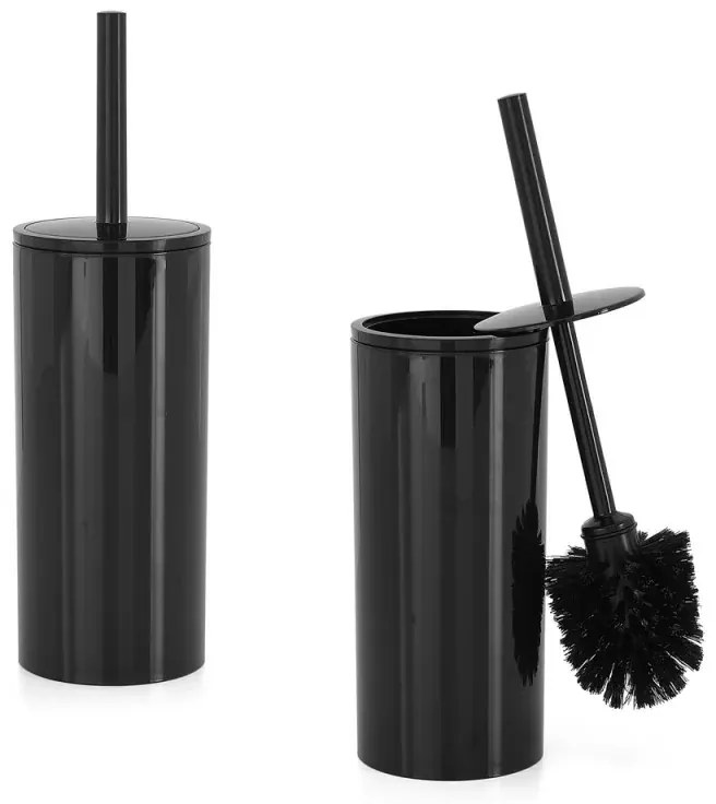Set accessori bagno da appoggio 5 pezzi in plastica nero Glim
