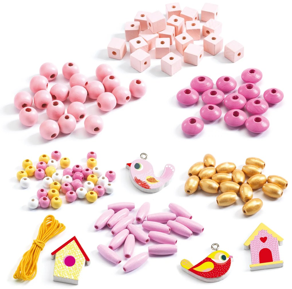 Perline in legno - uccelli