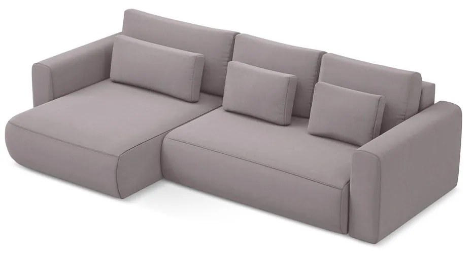 Divano angolare lavanda allungabile/con contenitore (con penisola a sinistra/con chaise lounge) con rivestimento in velluto Kapua – Makamii