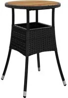 Tavolo Giardino 60x75 cm Massello Acacia e Polyrattan Nero