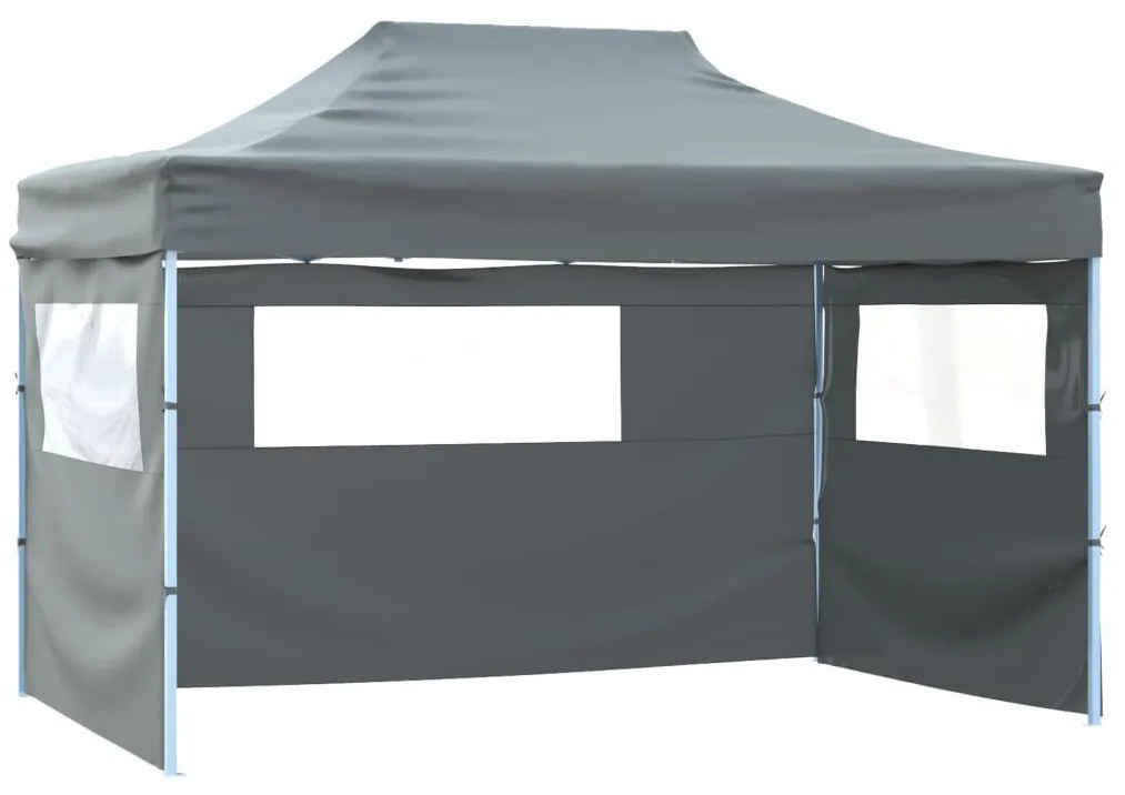 Gazebo Professionale Pieghevole 3 Pareti 3x4m Acciaio Antracite /