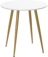 Tavolo da Pranzo Rotondo per 2 Persone 72x75 cm in MDF e Metallo Bianco e color Legno