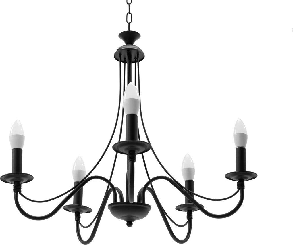 LAMPADA DA SOFFITTO PENSILE RUSTICA  APP647-5CP NERA