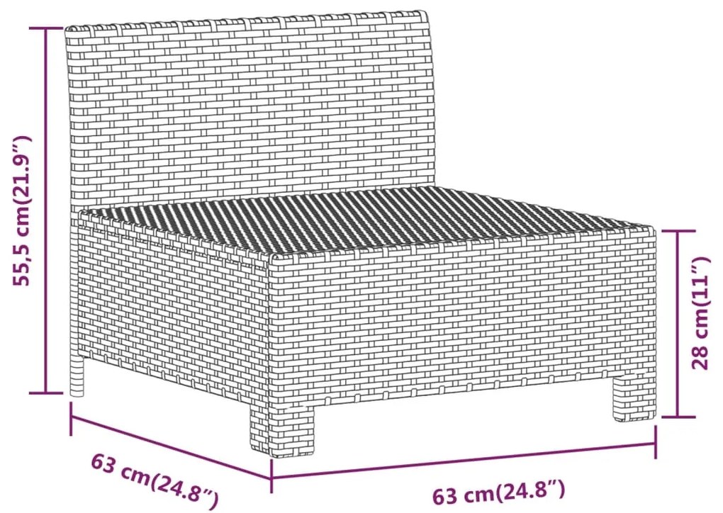 Set Divani da Giardino 7 pz con Cuscini in Polyrattan Grigio