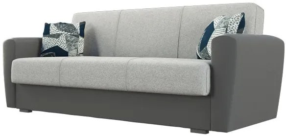 Divano Letto Miami 3 Posti in Tessuto/Ecopelle- Beige e Grigio, Grigio