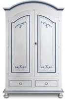 Armadio classico 2 porte legno bianco filetti blu 125x61x200