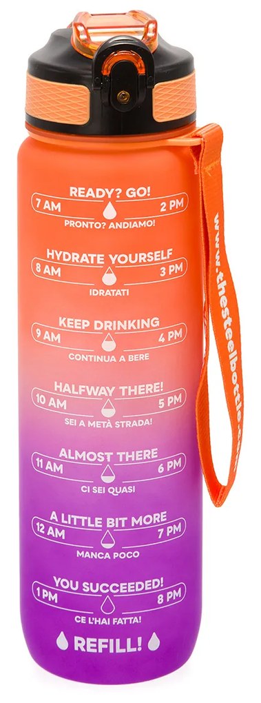 Borraccia motivazionale 1 L viola e arancione