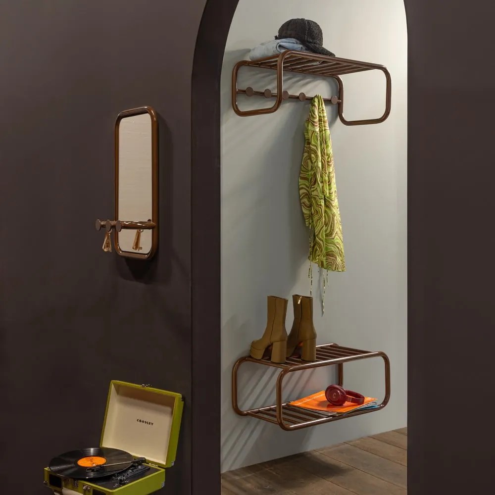 Attaccapanni da parete marrone scuro in metallo con scaffale 72 cm Retro – Spinder Design