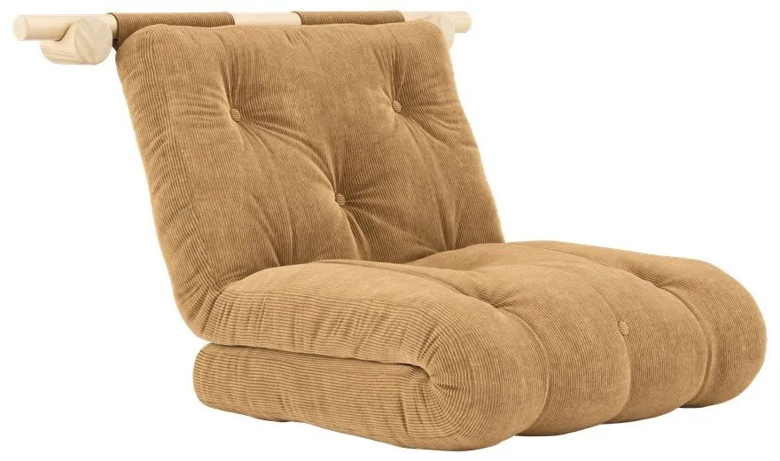 Poltrona marrone chiaro allungabile con rivestimento in velluto a coste Hooked – Karup Design