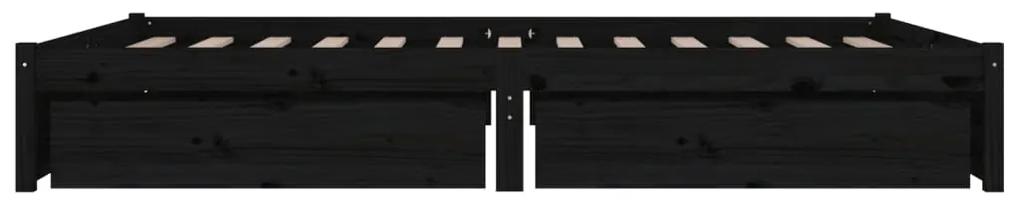 Giroletto con cassetti nero 135x190 cm 4ft6 double