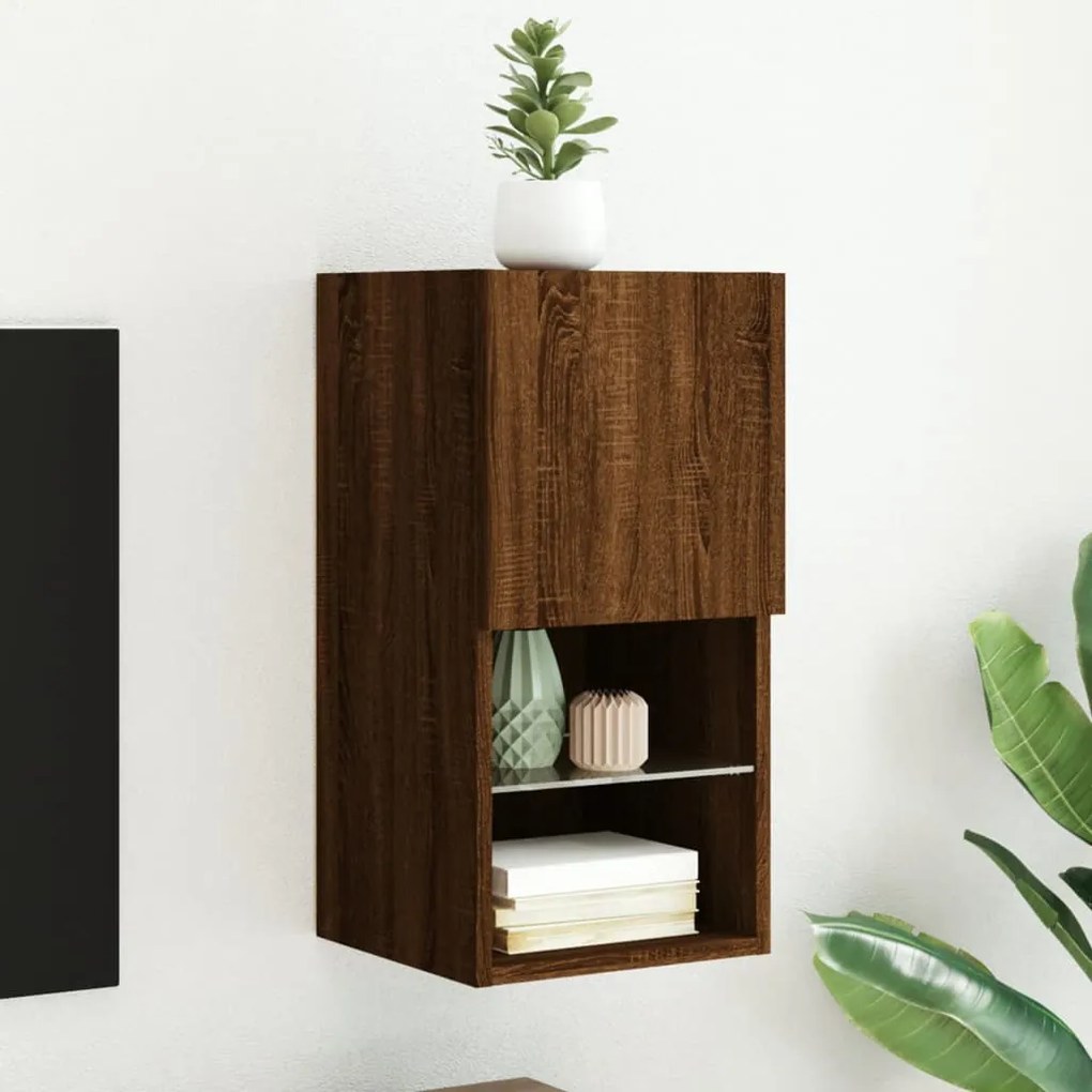 Mobile Tv Con Luci Led Rovere Marrone 30,5x30x60 Cm /