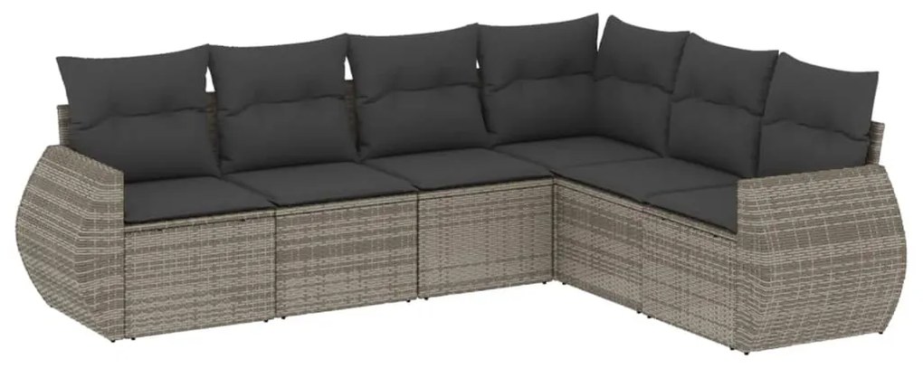 Set divano da giardino 6 pz con cuscini grigio in polyrattan