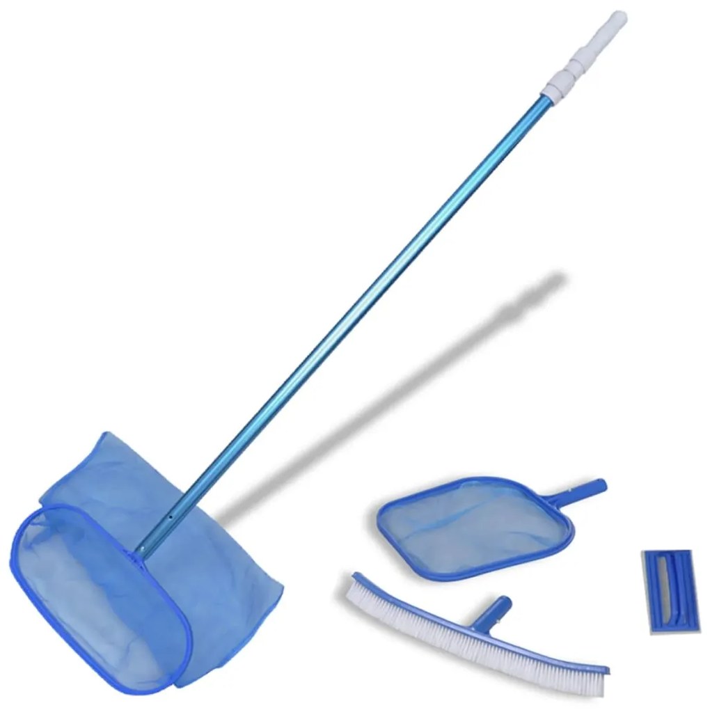 Set Pulizia Piscina Spazzola 2 Schiumatoi Foglie 1 Palo Telescopico /