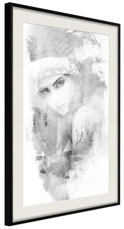 Poster  Mysterious Look (Grey)  Cornice Quadri Cornice nera con pass-partout, Larghezza x Altezza Home decor 30x45