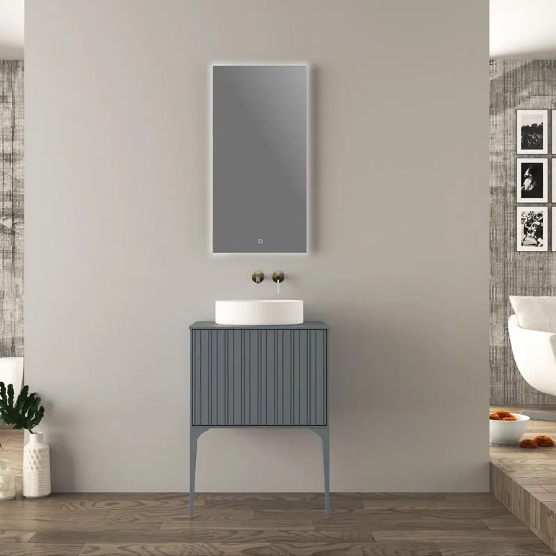 Mobile da bagno sospeso sotto lavabo L 60 x H 43 x P 46 cm blu ghiaccio opaco, 1 cassetto BADEN HAUS DOMINO