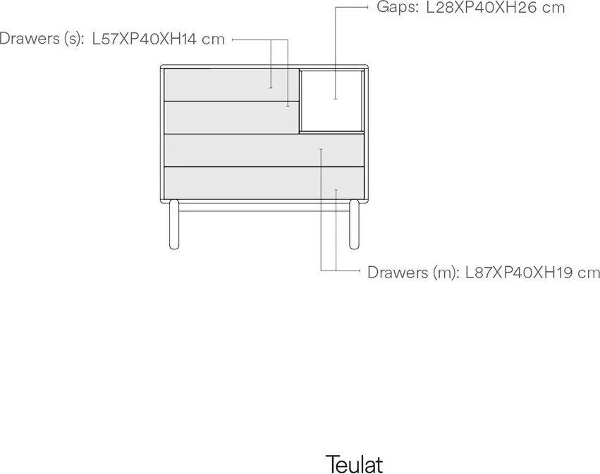 Cassettiera bassa grigio scuro 90x90 cm Corvo - Teulat