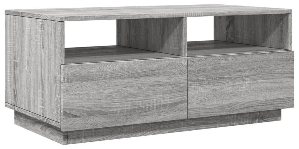 Tavolino da soggiorno con luci led grigio sonoma 90x49x40 cm