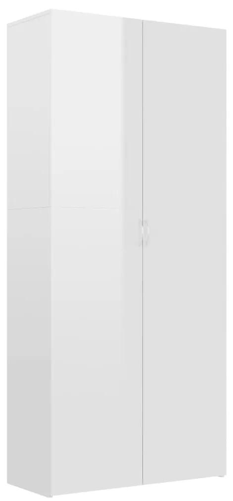 Scarpiera Bianco Lucido 80x35,5x180 cm in Legno Multistrato
