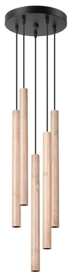 Sollux SL.1270 - Lampadario a sospensione con filo PASTELO 5xG9/8W/230V legno