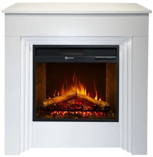 Camino elettrico da terra in legno Bianco BELLINI L96 x P35 x H96 cm