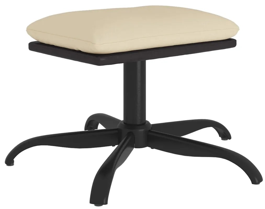 Poggiapiedi crema 60x60x36 cm in tessuto e similpelle