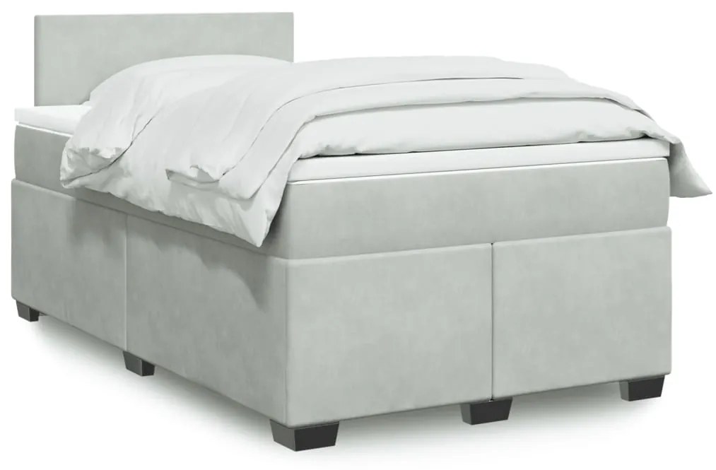 Giroletto A Molle Con Materasso Grigio Chiaro 120x200cm Velluto /
