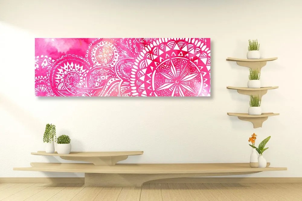 Quadro su tela – Mandala acquerello rosa