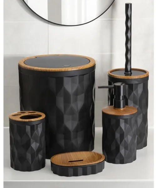 Set da bagno REINA 5 pz nero/marrone