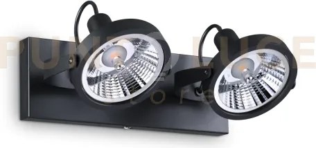 Glim spot con 2 faretti attacco gu10  lampadina inclusa nero