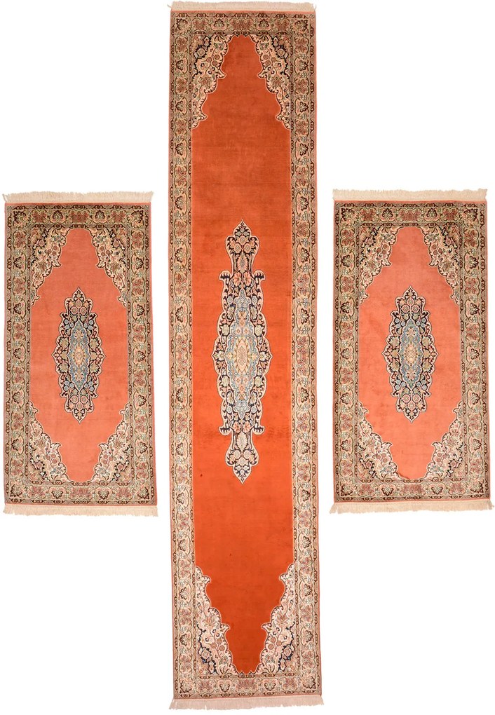 Cashmere Silk Tappeto orientale 330 x 70 (Indian) Annodato A Mano
