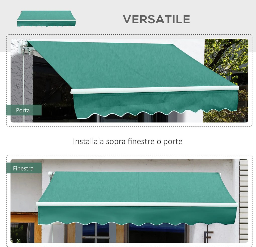 Tenda da Sole Avvolgibile a Parete 3x2.5m Verde Scuro...