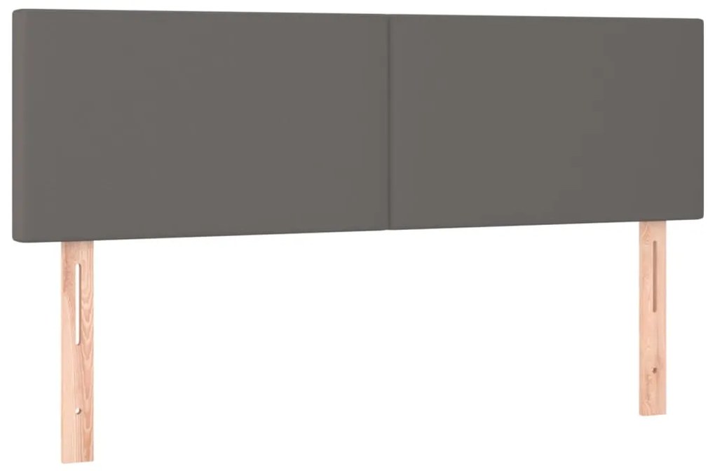 Testiera a led grigio 144x5x78/88 cm in similpelle