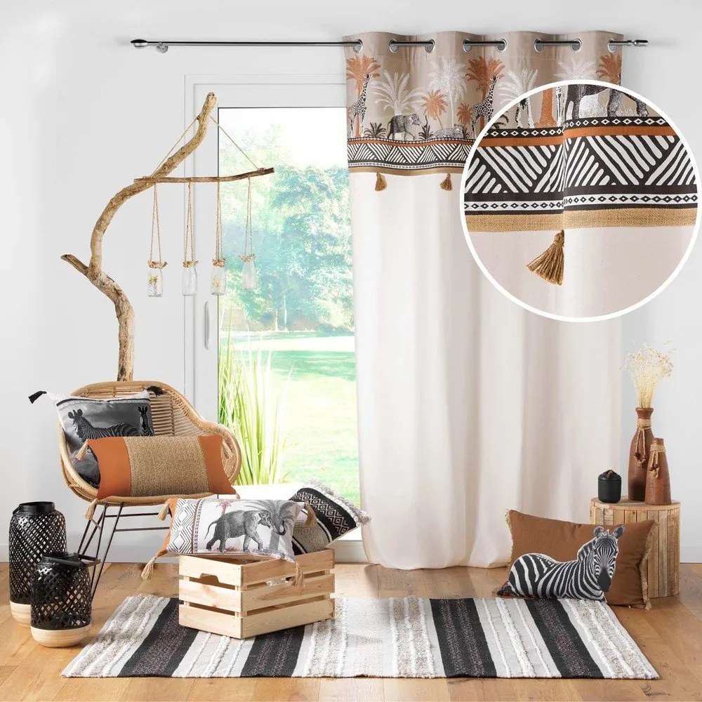 Tenda marrone e di colore naturale in cotone 140x240 cm Kenya Lodge – douceur d'intérieur