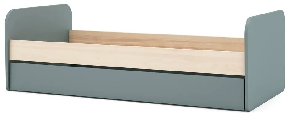 Letto per bambini verde/naturale in legno di pino con letto estraibile 90x200 cm Esteban - Marckeric