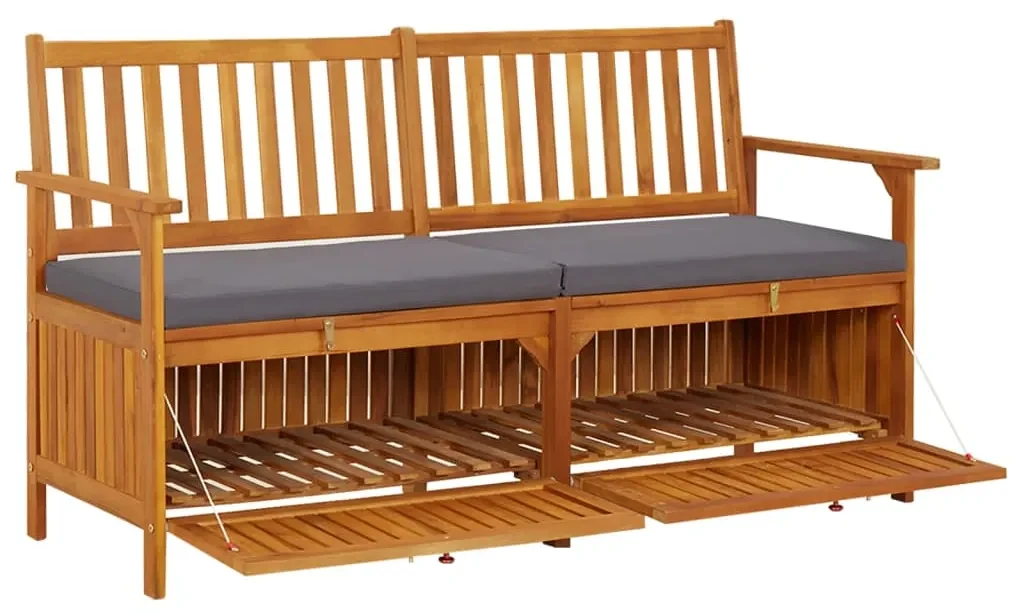 Cassapanca con cuscino 148 cm in legno massello di acacia