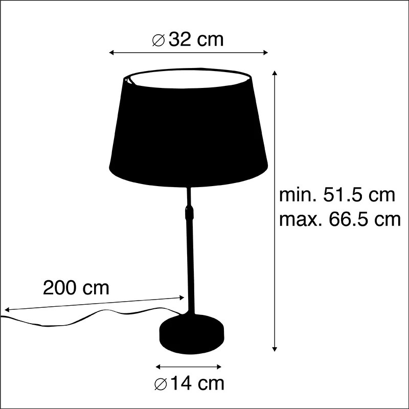 Lampada da tavolo oro/ottone con paralume nero con oro 32 cm - Parte