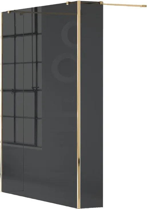 Box doccia walk-in Wens, vetro fumè 6 mm, H 200 cm, profilo dorato