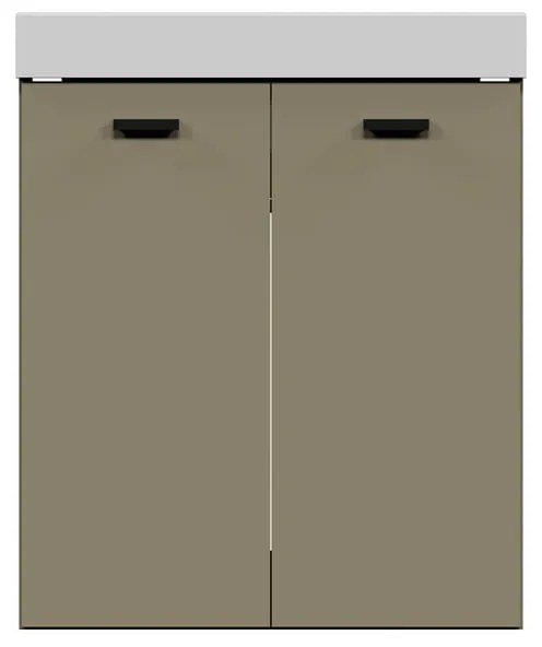 Mobile da bagno sotto lavabo COLAVENE Alaqua beige opaco L 60 x H 76 x P 50 cm 2 ante, lavabo non incluso