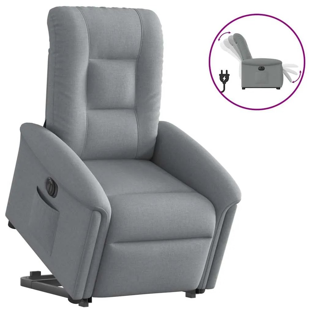Poltrona Reclinante Alzapersona Elettrica Grigio Chiaro Tessuto /