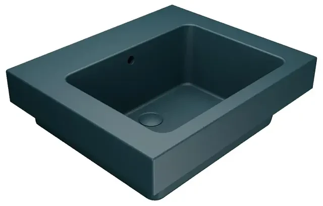 Lavabo da incasso con bordo a vista rettangolare vasca centrale Alaqua L 60 x H 25 x P 21 cm in ceramica petrolio