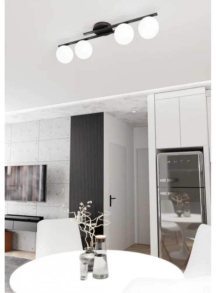 Lampada da soffitto in acciaio KAIRO 4 da interno 4xE14 Colore del corpo Nero e Bianco