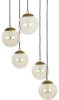 Lampada a sospensione Paralumi in vetro trasparente fum Metallo oro 5 luci Base nera Design moderno Accessori per la casa Soggiorno