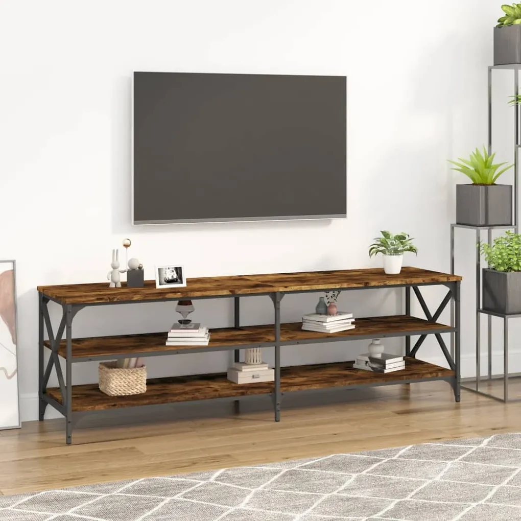 Mobile tv rovere fumo 160x40x50 cm in legno multistrato